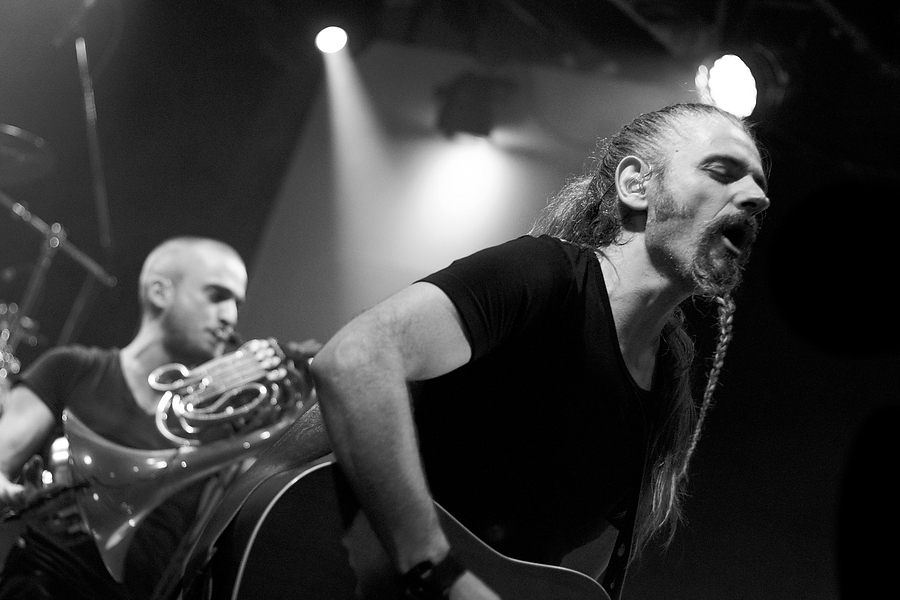Dominique Leonetti, Romain Thorel, Guitar, Horn, B&W, Lazuli, Lydney Town Hall, Lydney