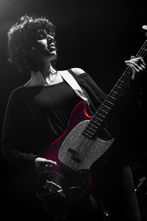 Chloë Alper, Bass, B&W, Selective Color, Pure Reason Revolution, The Picturedrome, Holmfirth